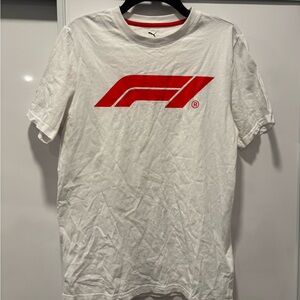 Puma Formula 1 Men's White Tee with Red Graphic